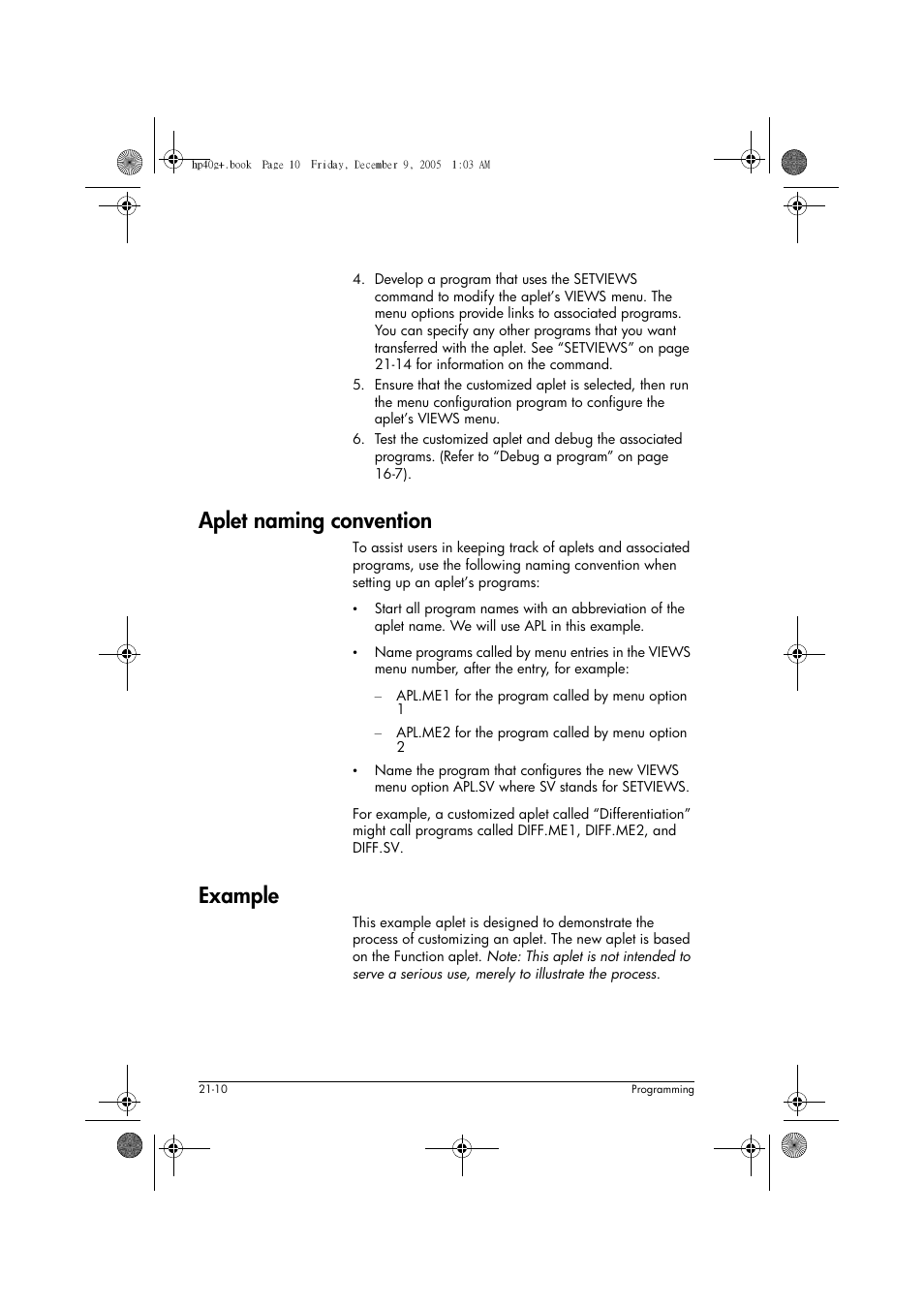 Aplet naming convention, Example | HP 40gs User Manual | Page 358 / 444