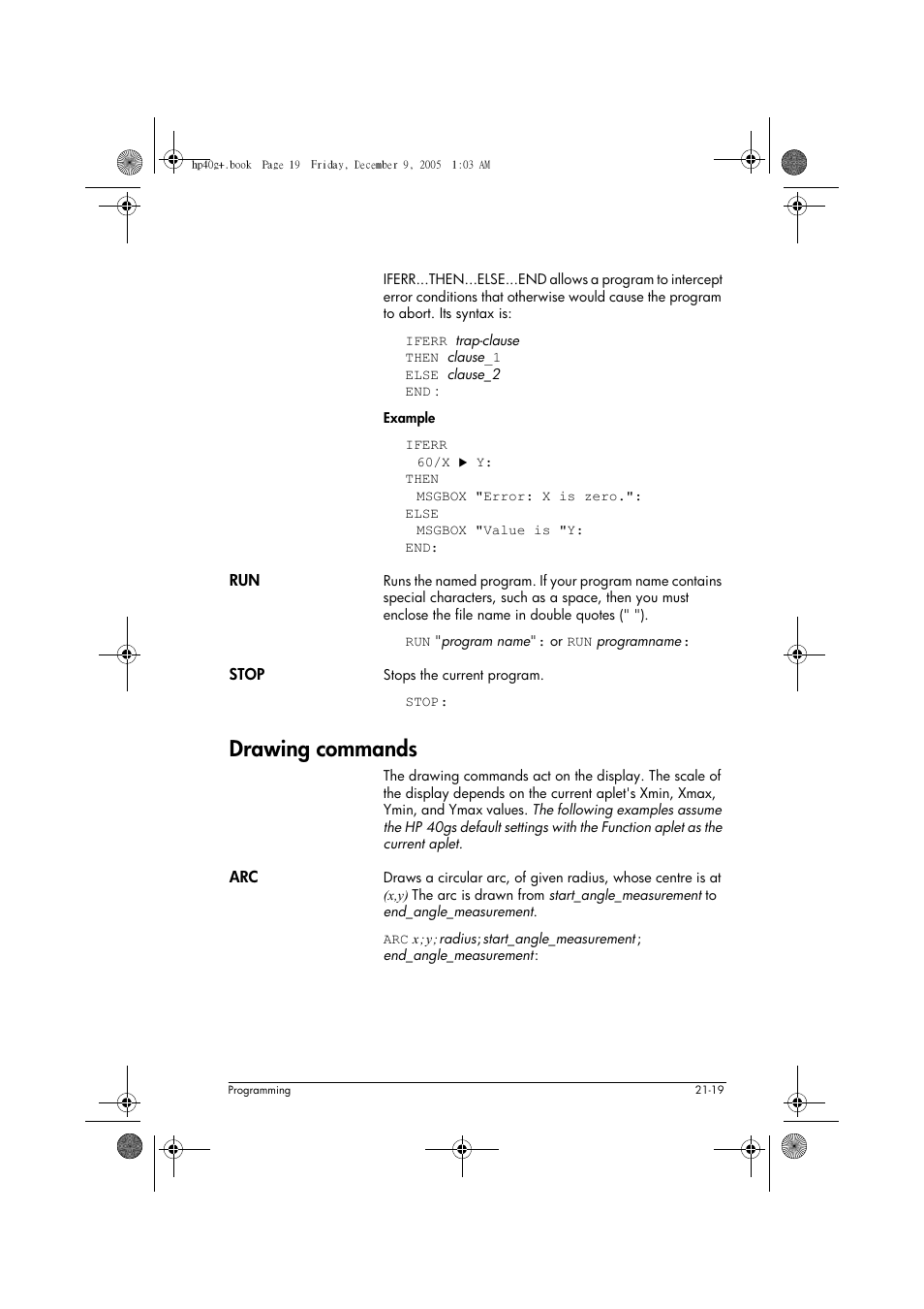 Drawing commands | HP 40gs User Manual | Page 367 / 444