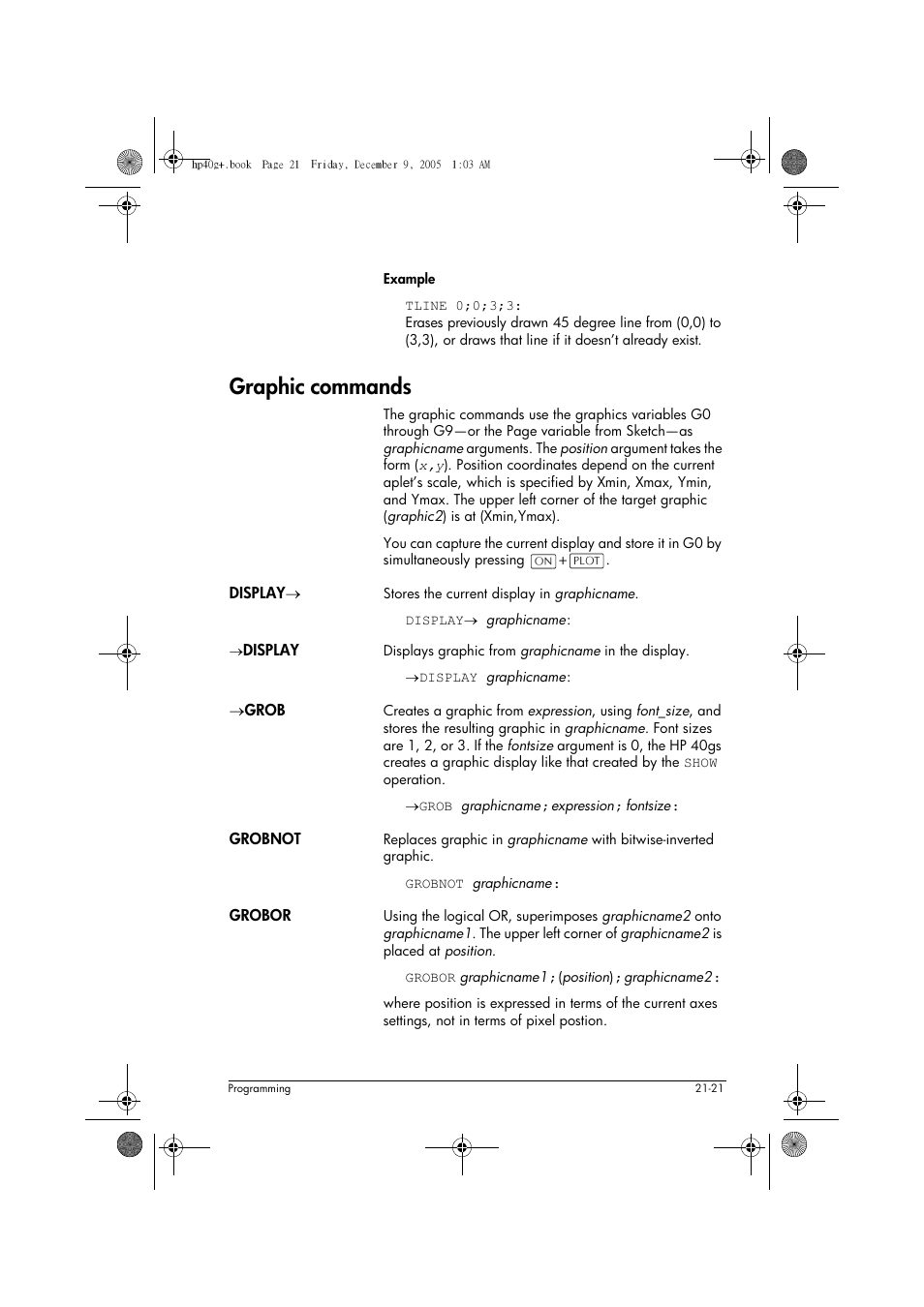Graphic commands | HP 40gs User Manual | Page 369 / 444