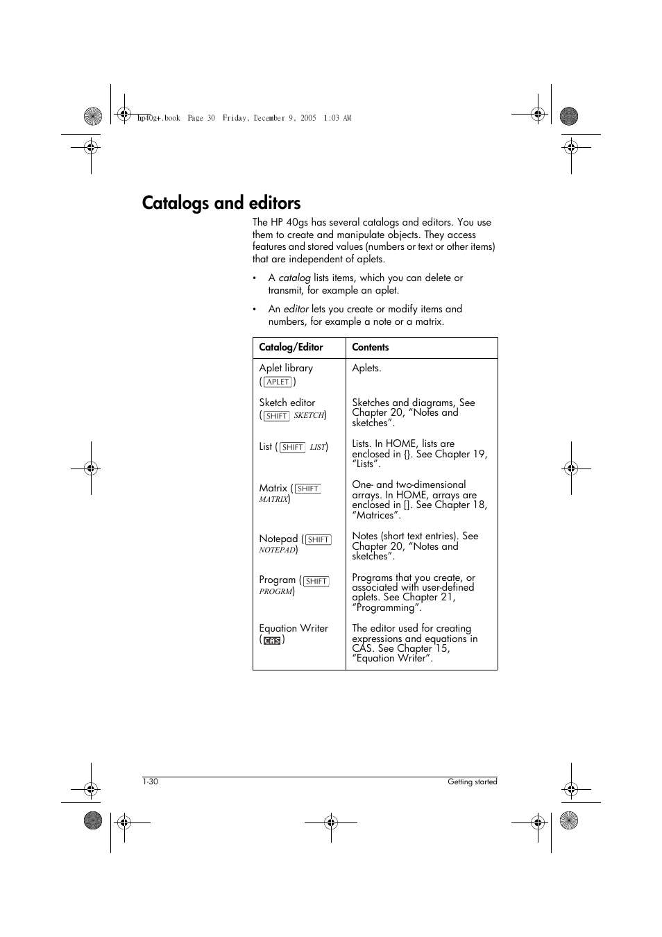 Catalogs and editors | HP 40gs User Manual | Page 42 / 444