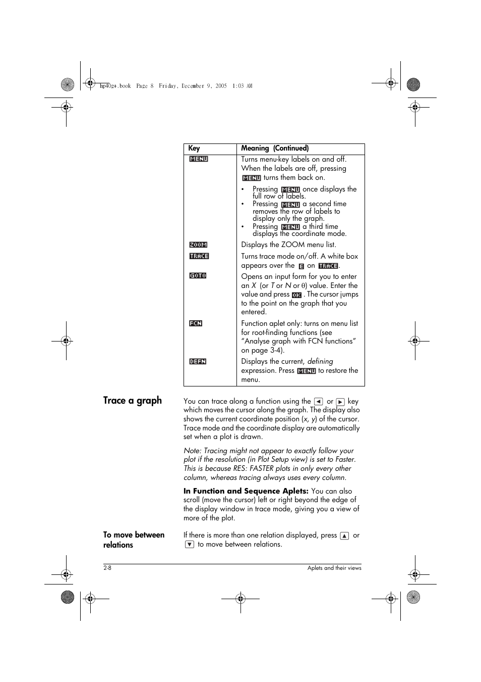 Trace a graph | HP 40gs User Manual | Page 50 / 444