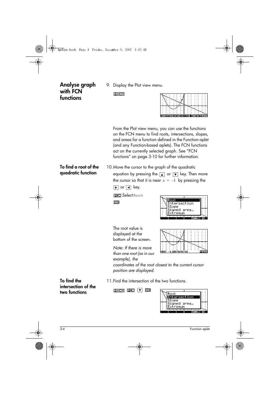 Analyse graph with fcn functions | HP 40gs User Manual | Page 68 / 444