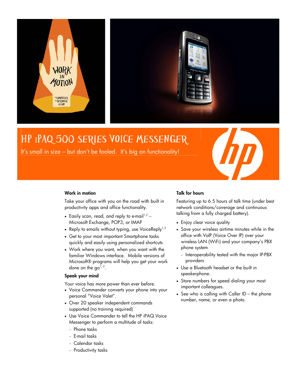 HP IPAQ 500 User Manual | 2 pages