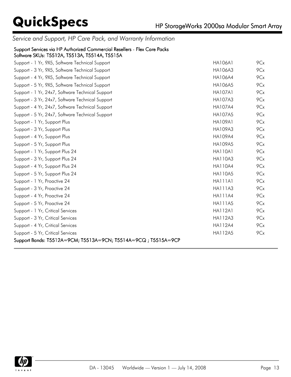 Quickspecs, Hp storageworks 2000sa modular smart array | HP 2000sa User Manual | Page 13 / 21