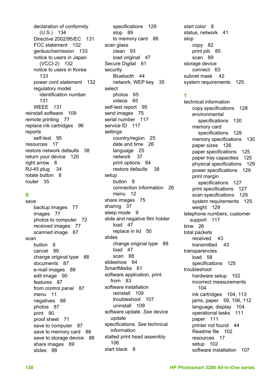HP 3200 User Manual | Page 141 / 144