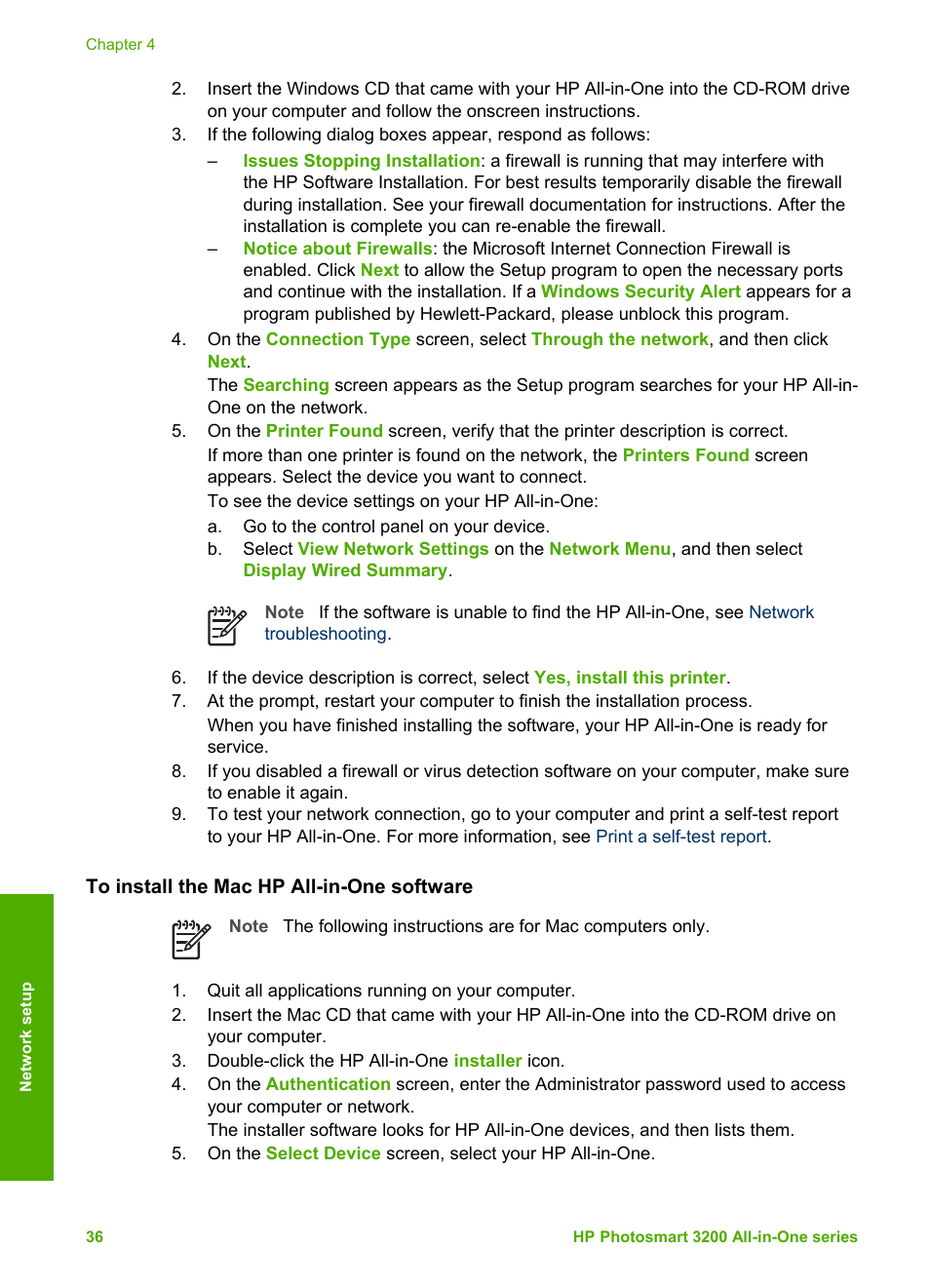 To install the mac hp all-in-one software | HP 3200 User Manual | Page 39 / 144