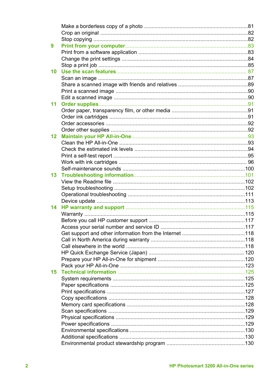 HP 3200 User Manual | Page 5 / 144