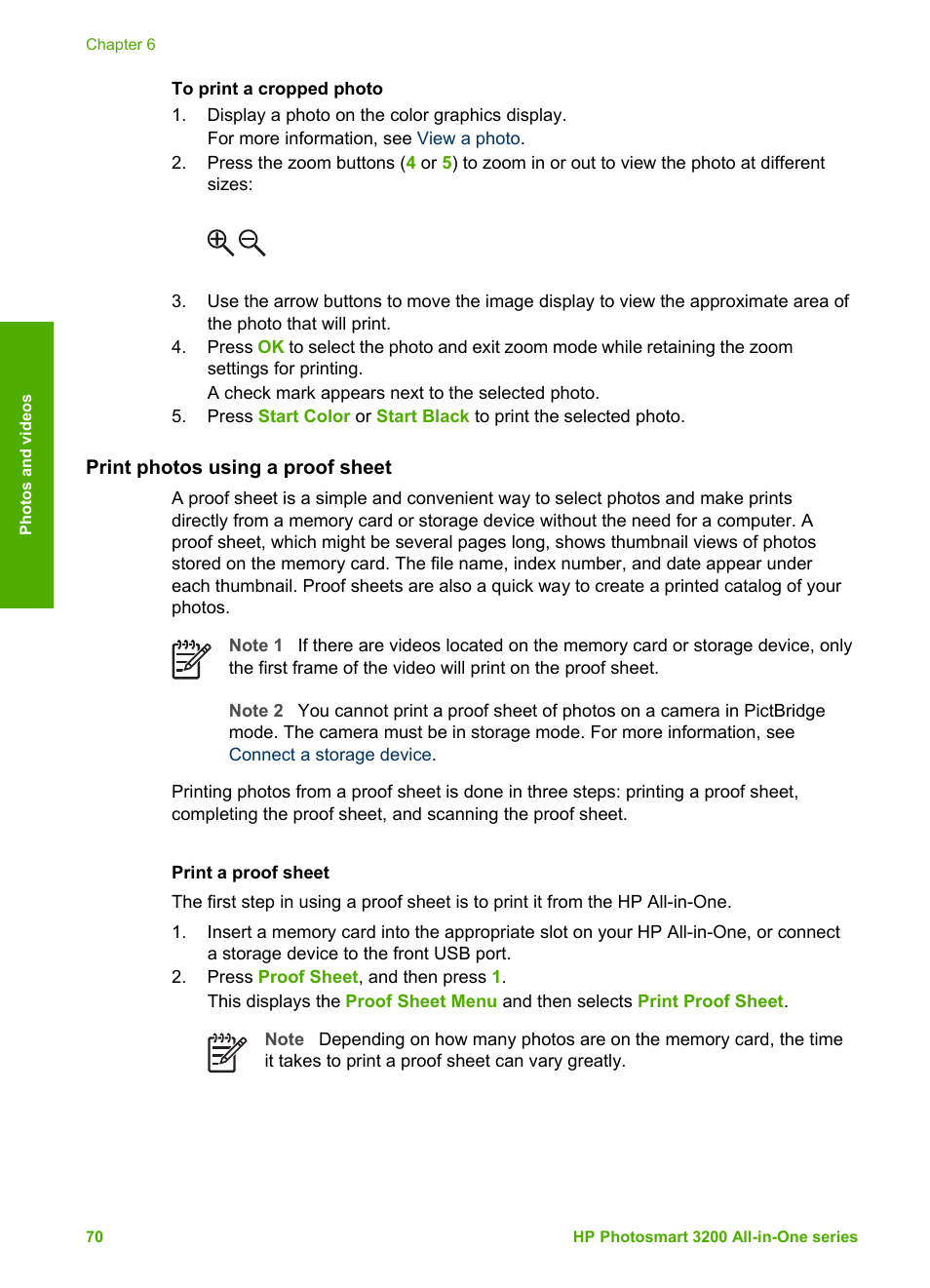 Print photos using a proof sheet, Print a proof sheet | HP 3200 User Manual | Page 73 / 144