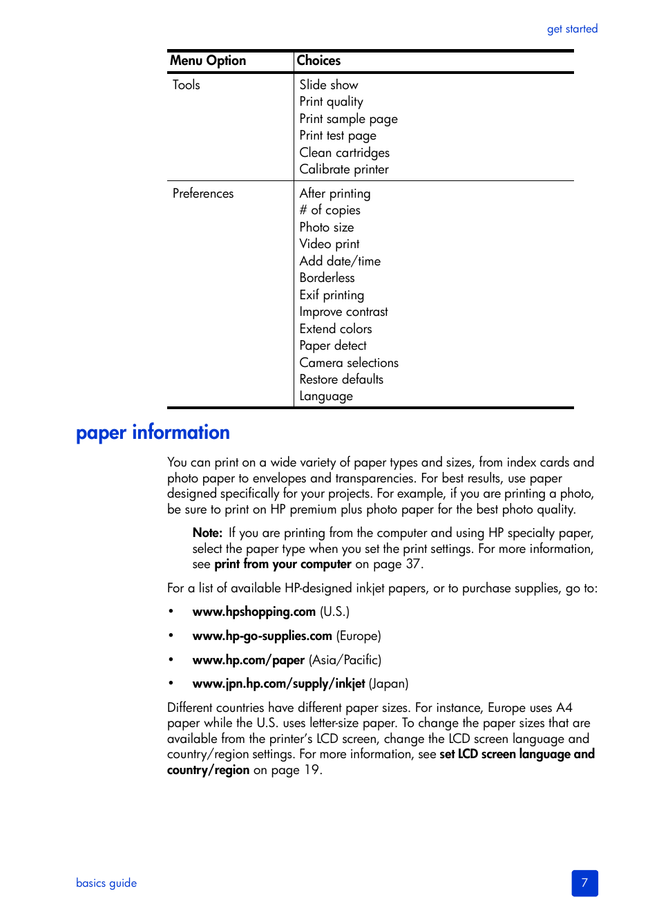 Paper information | HP Photosmart 7700 User Manual | Page 11 / 64