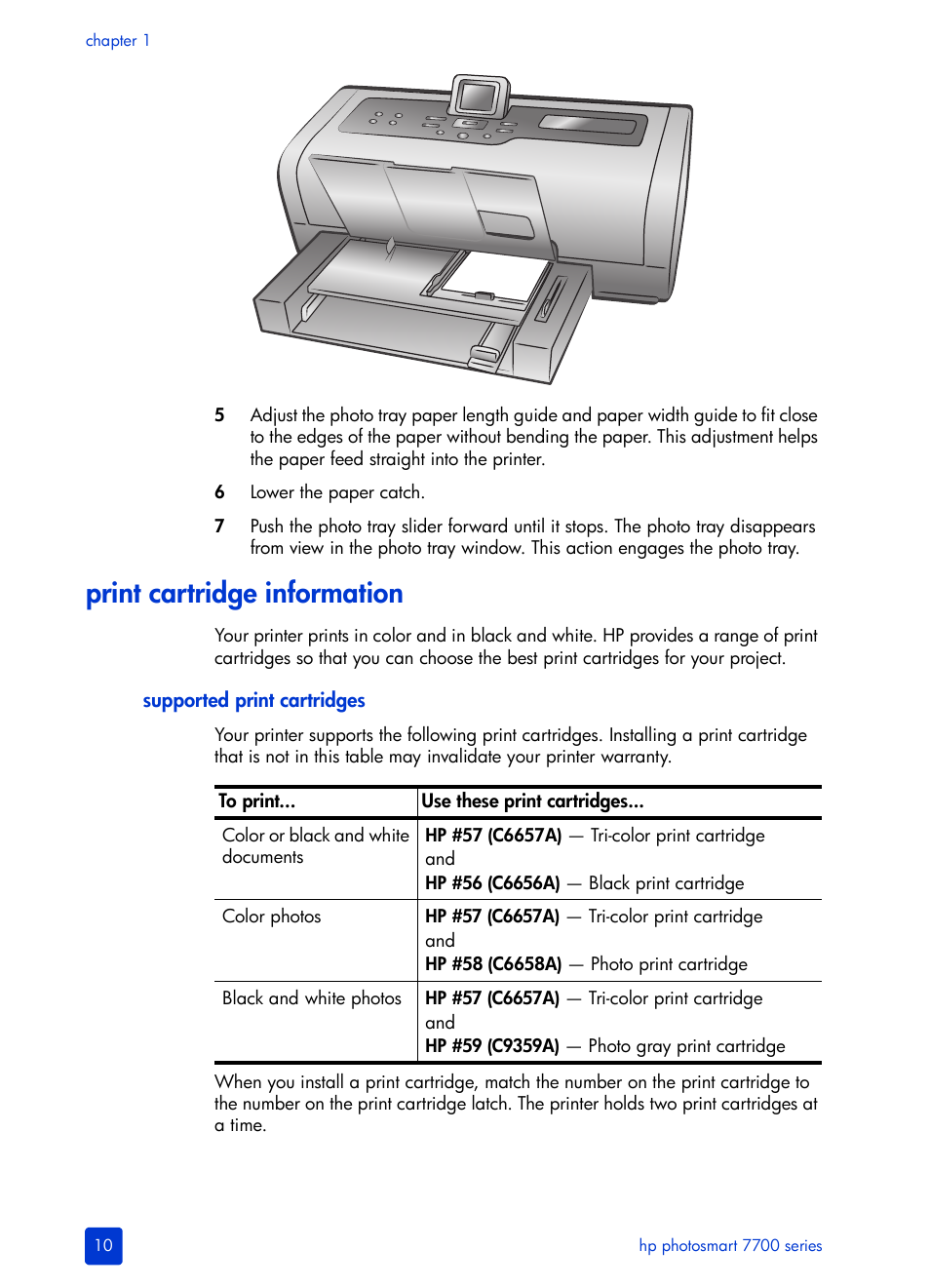 Print cartridge information | HP Photosmart 7700 User Manual | Page 14 / 64