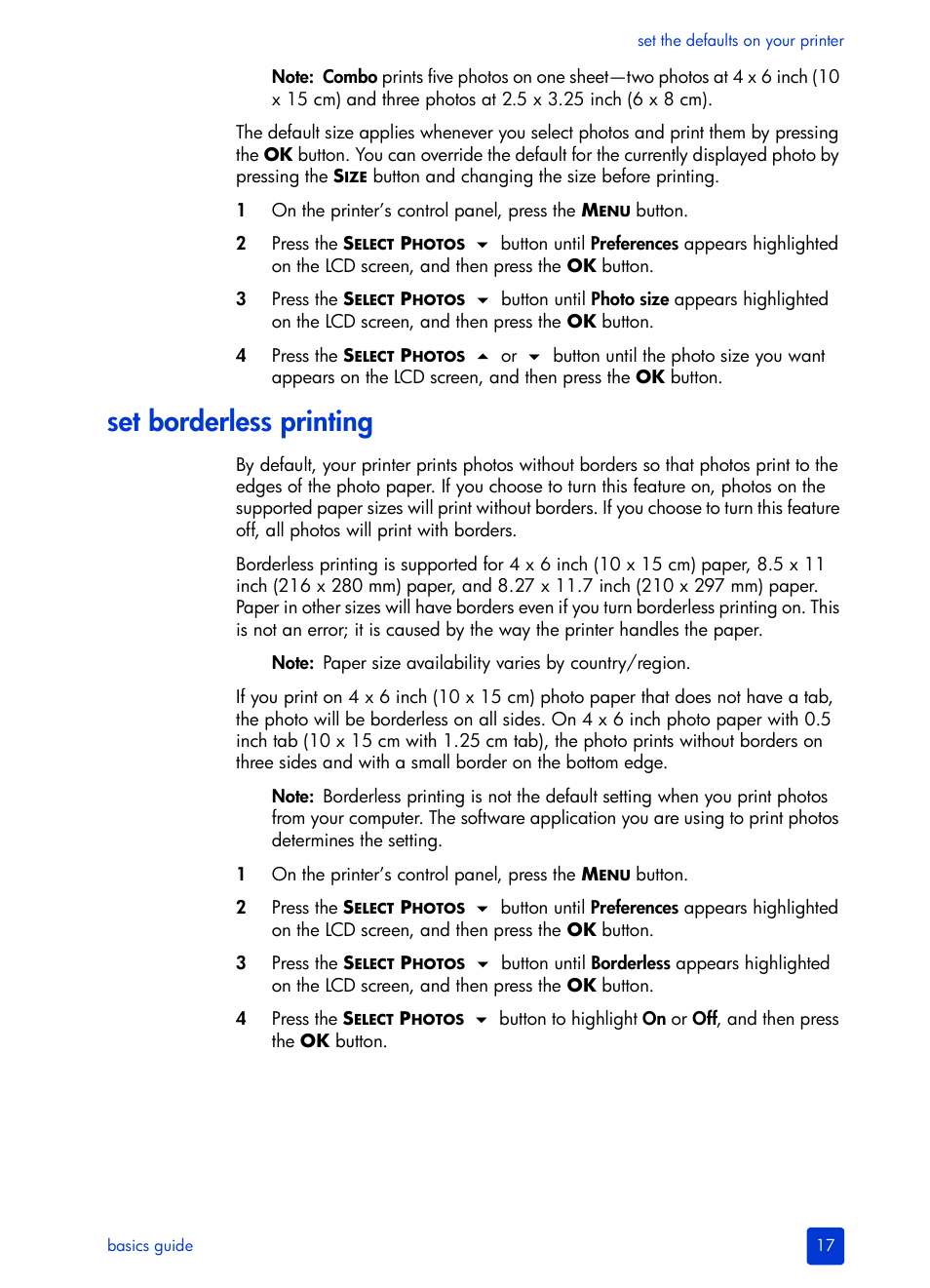 Set borderless printing | HP Photosmart 7700 User Manual | Page 21 / 64