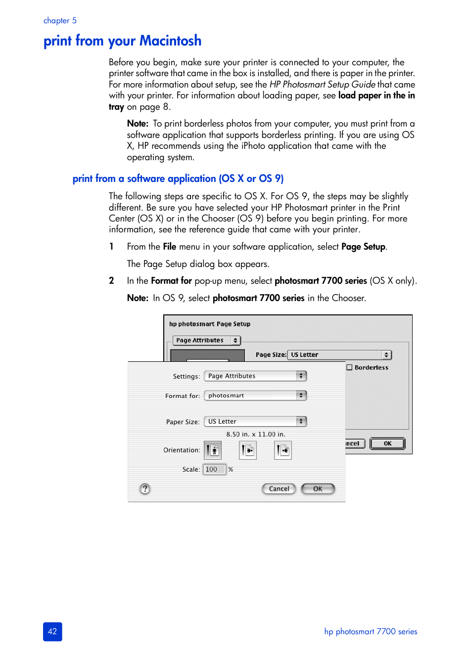 Print from your macintosh | HP Photosmart 7700 User Manual | Page 46 / 64