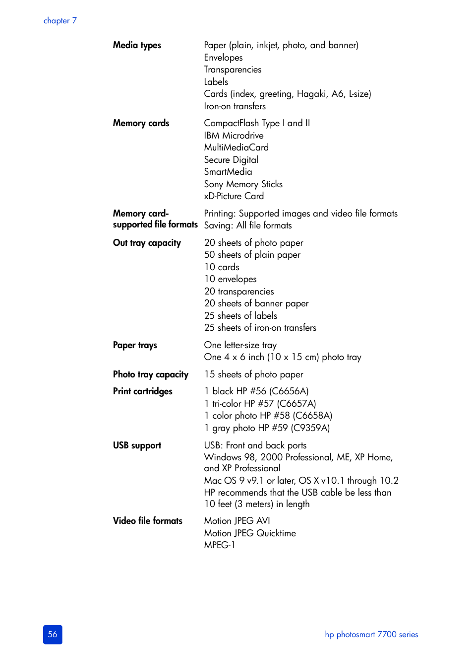 HP Photosmart 7700 User Manual | Page 60 / 64