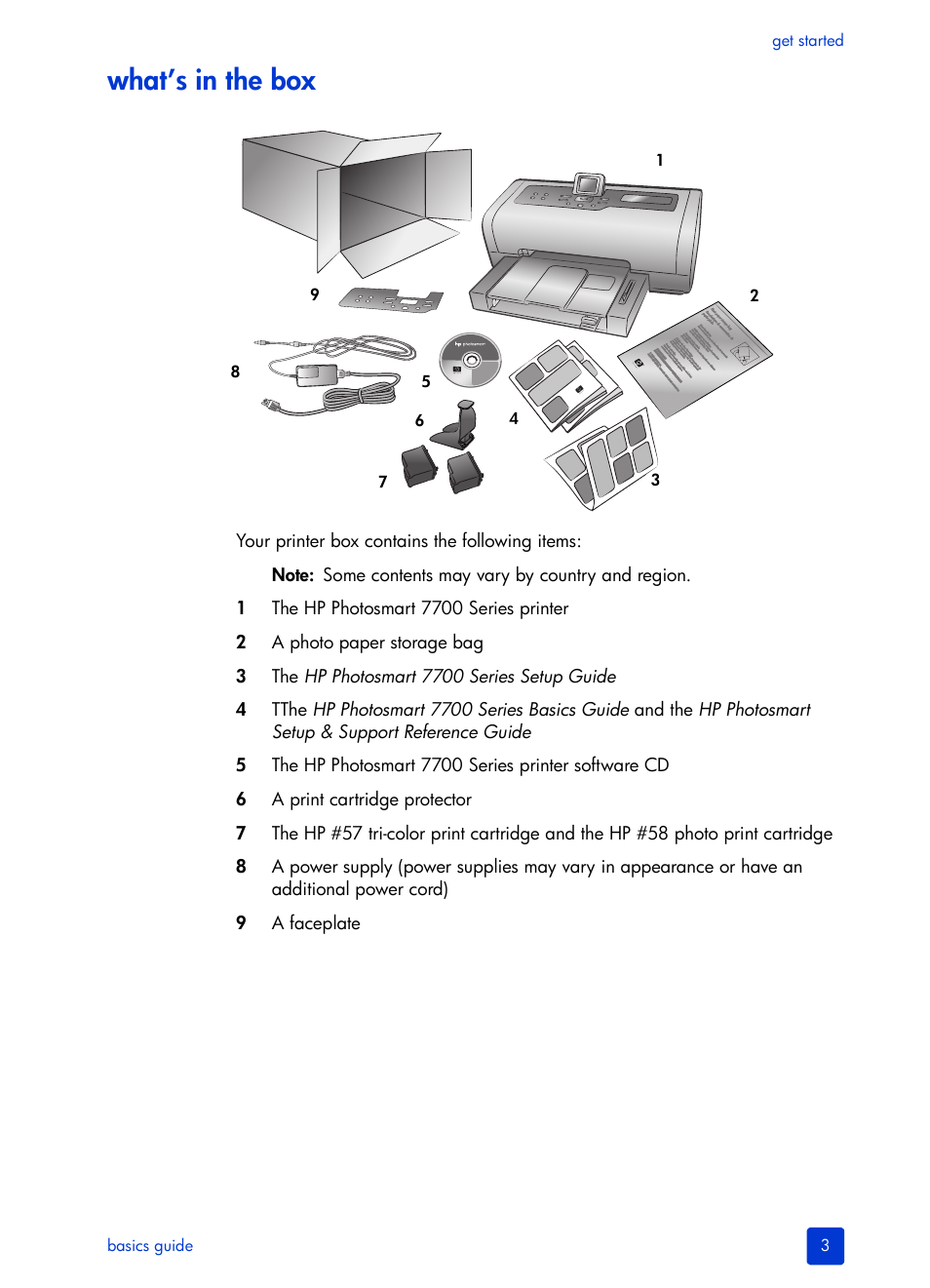 What’s in the box | HP Photosmart 7700 User Manual | Page 7 / 64