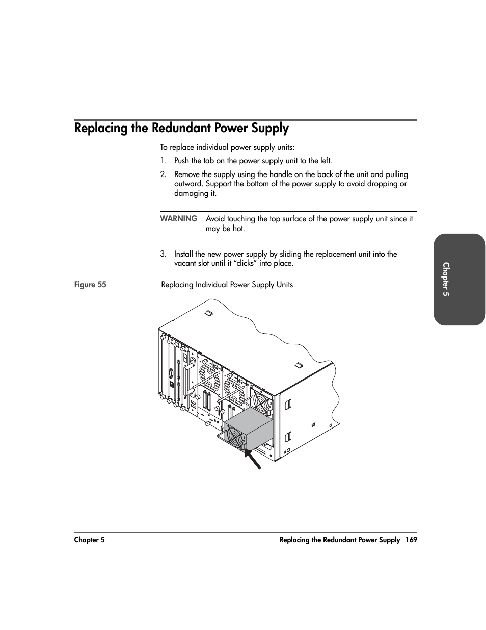 Replacing the redundant power supply, Replacing the redundant power supply 169 | HP 20-Feb User Manual | Page 171 / 238