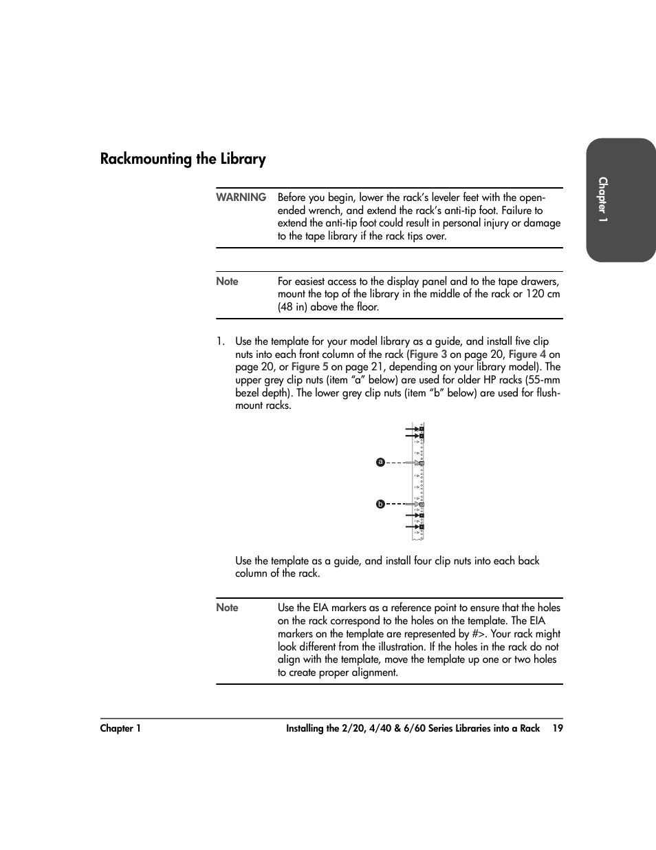 Rackmounting the library, Rackmounting the library 19 | HP 20-Feb User Manual | Page 21 / 238