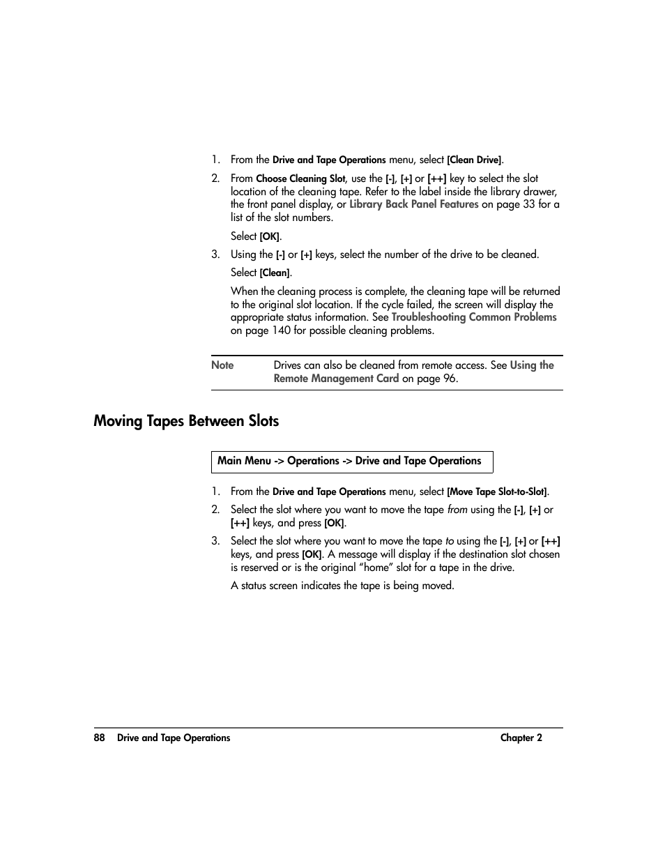 Moving tapes between slots, Moving tapes between slots 88 | HP 20-Feb User Manual | Page 90 / 238