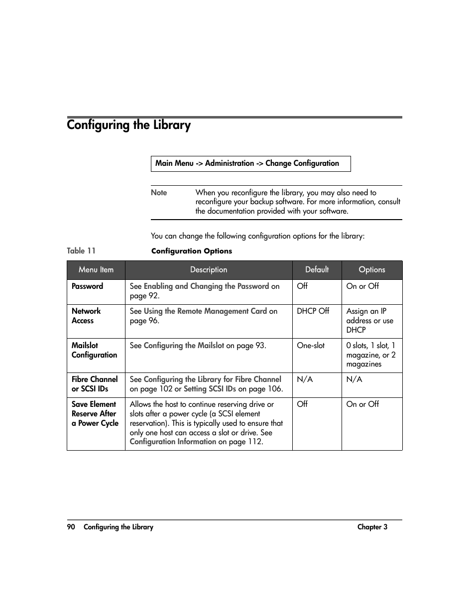 Configuring the library, Configuring the library 90 | HP 20-Feb User Manual | Page 92 / 238