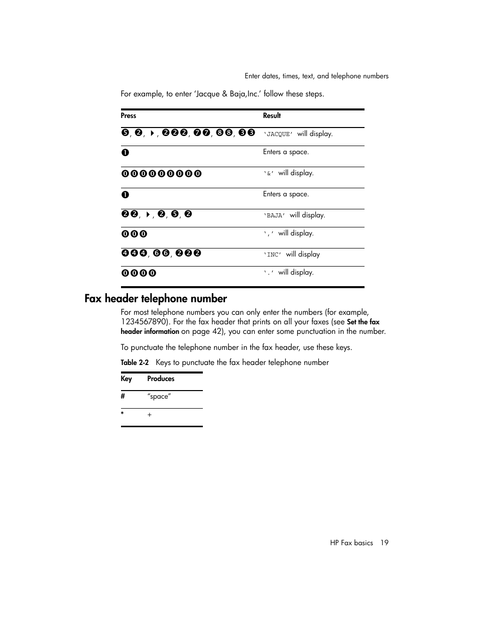 Fax header telephone number | HP 600 User Manual | Page 27 / 86