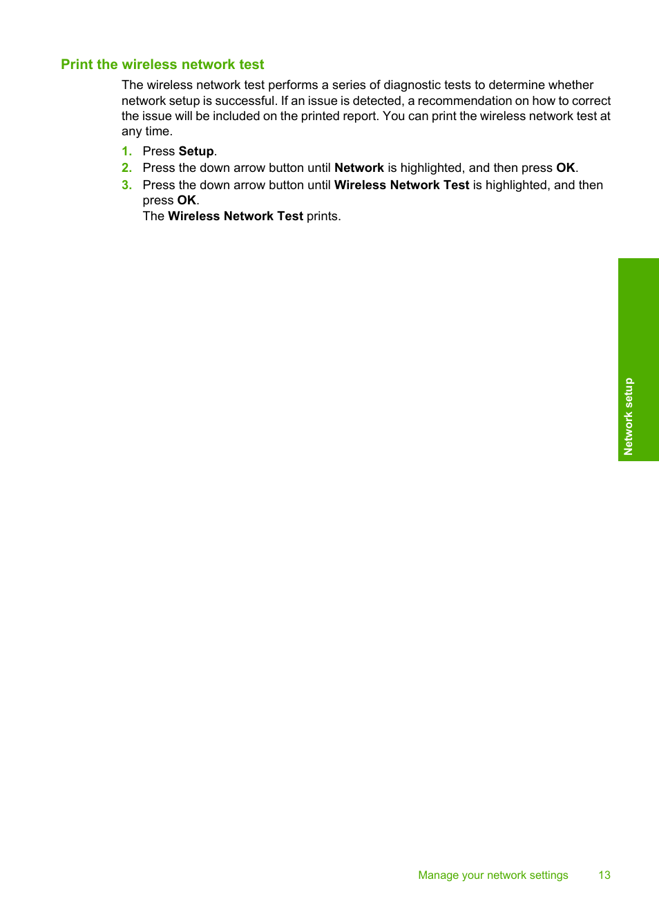 Print the wireless network test | HP C309 User Manual | Page 15 / 85