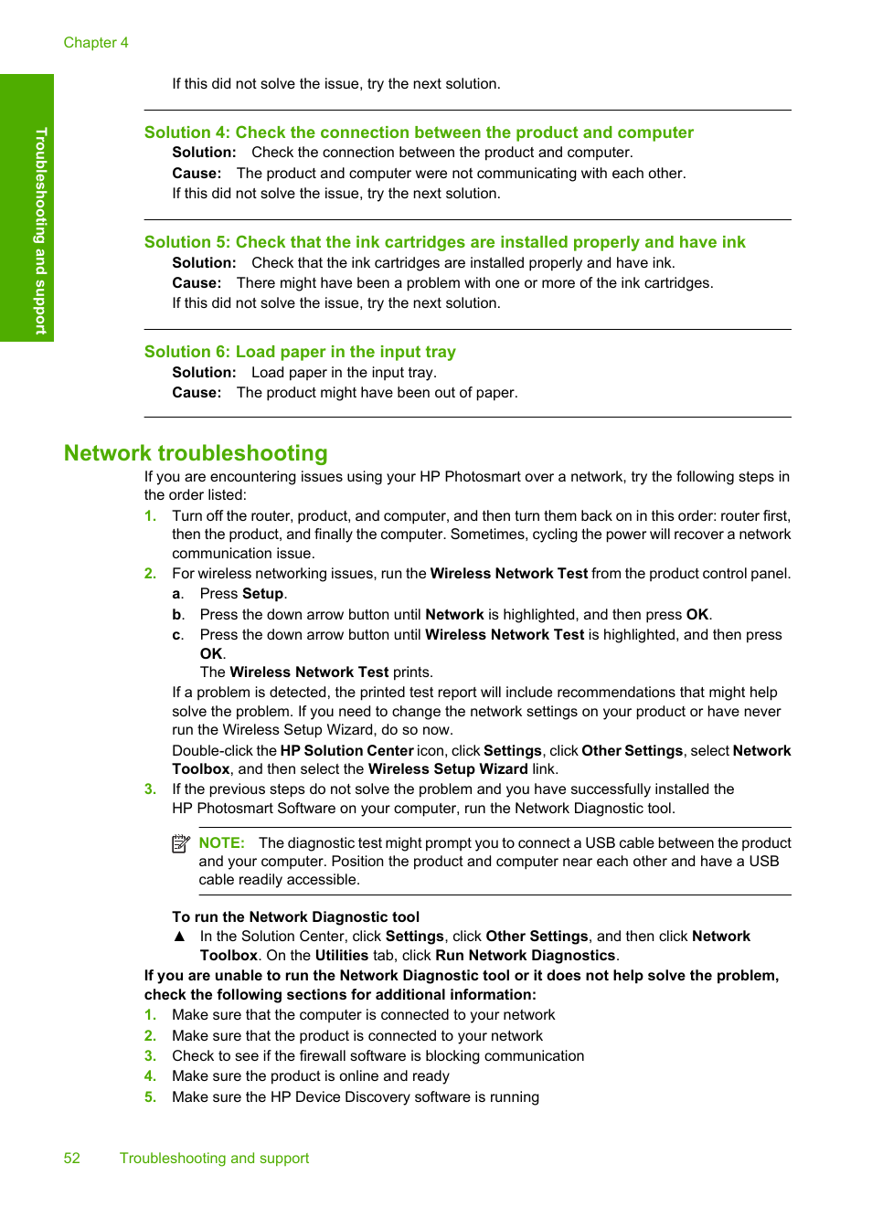 Network troubleshooting | HP C309 User Manual | Page 54 / 85