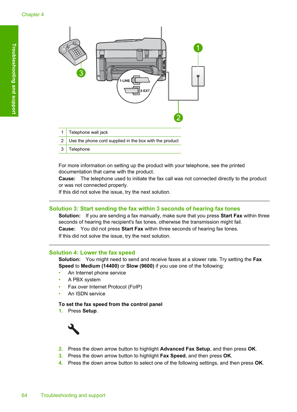Solution 4: lower the fax speed | HP C309 User Manual | Page 66 / 85