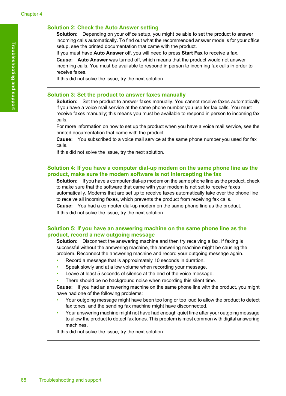 Solution 2: check the auto answer setting | HP C309 User Manual | Page 70 / 85
