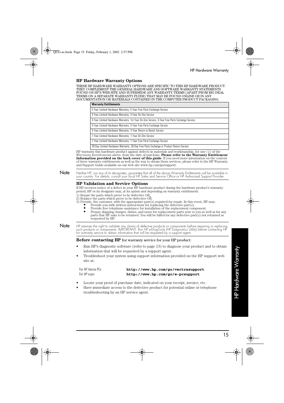 Hp hardware warranty | HP vl420 User Manual | Page 15 / 32