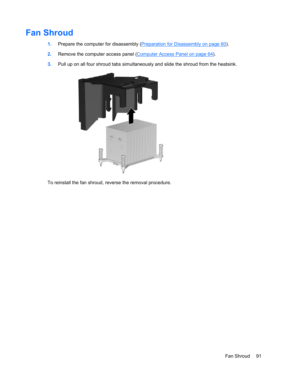 Fan shroud | HP DC7800 User Manual | Page 103 / 276