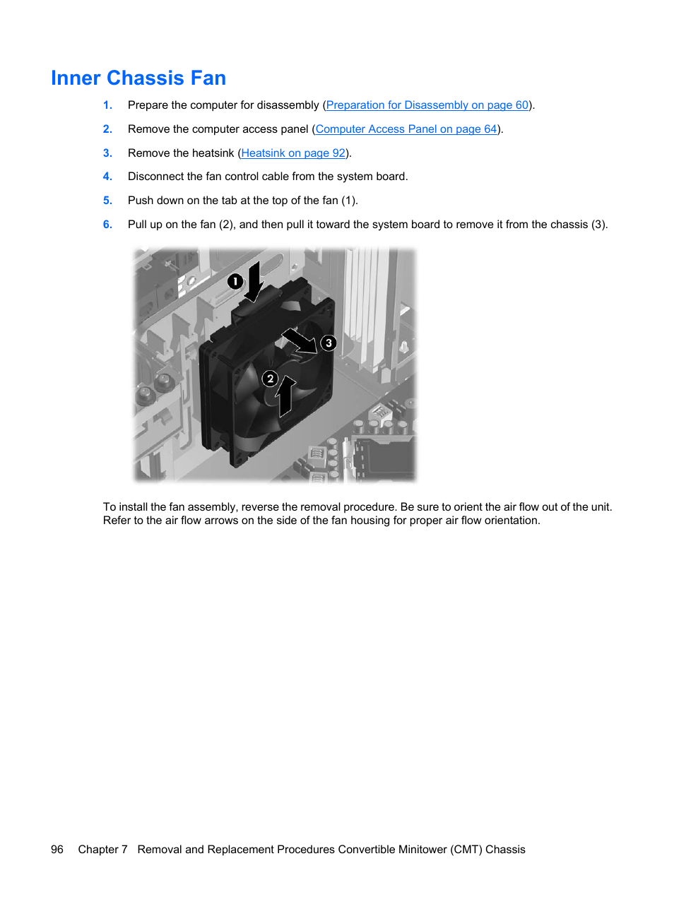 Inner chassis fan | HP DC7800 User Manual | Page 108 / 276