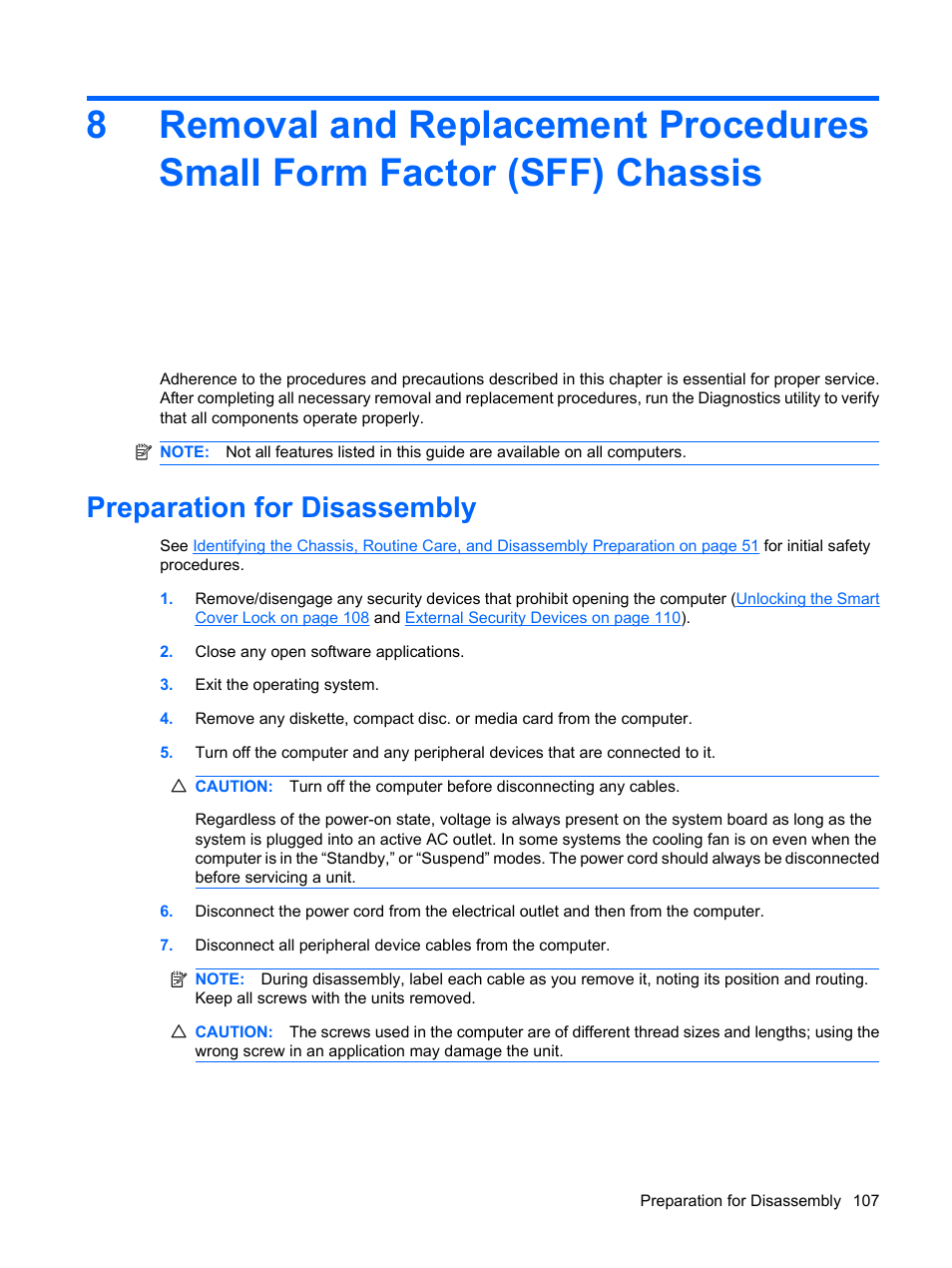 Preparation for disassembly | HP DC7800 User Manual | Page 119 / 276