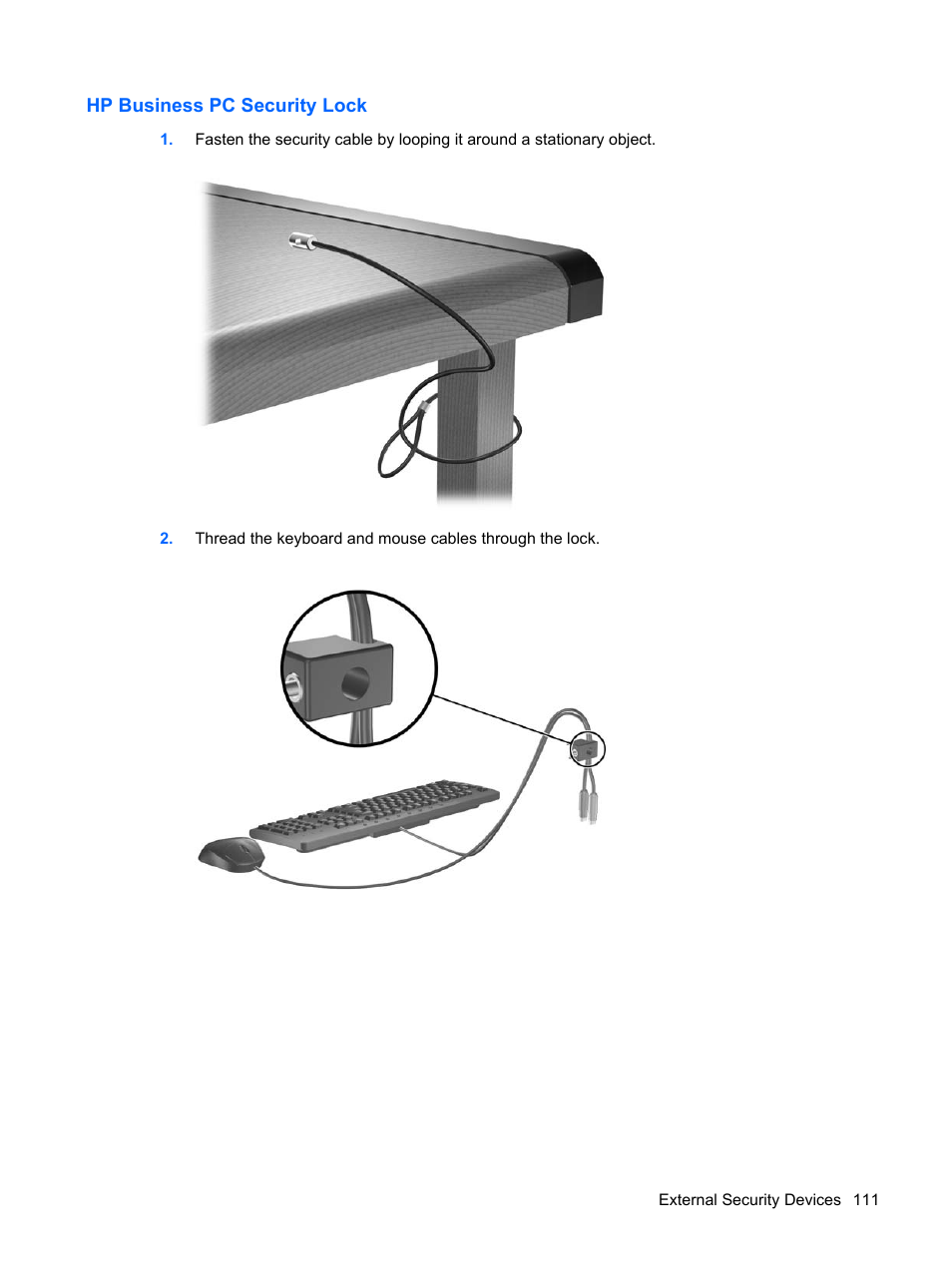 Hp business pc security lock | HP DC7800 User Manual | Page 123 / 276