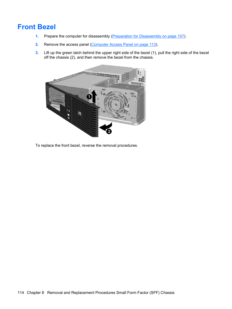 Front bezel | HP DC7800 User Manual | Page 126 / 276