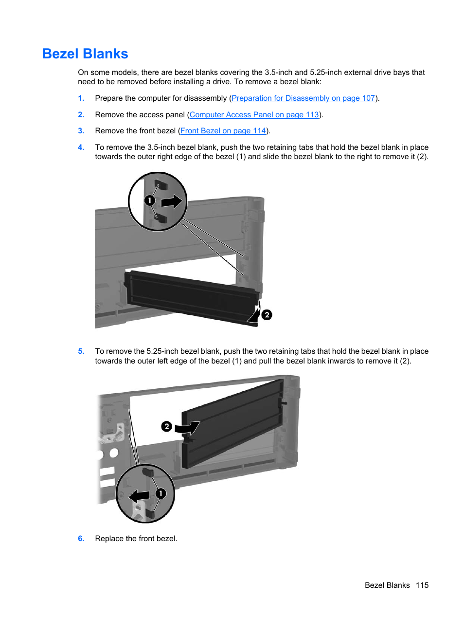 Bezel blanks | HP DC7800 User Manual | Page 127 / 276