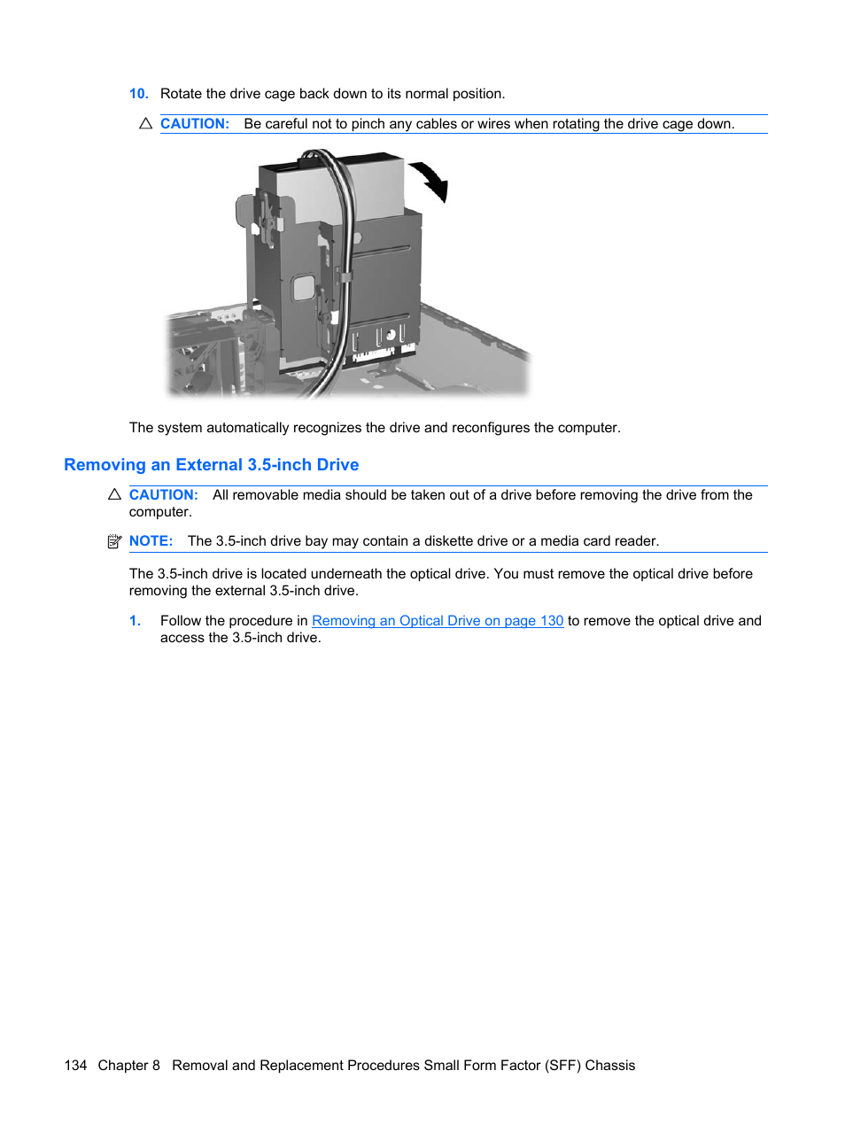 Removing an external 3.5-inch drive | HP DC7800 User Manual | Page 146 / 276