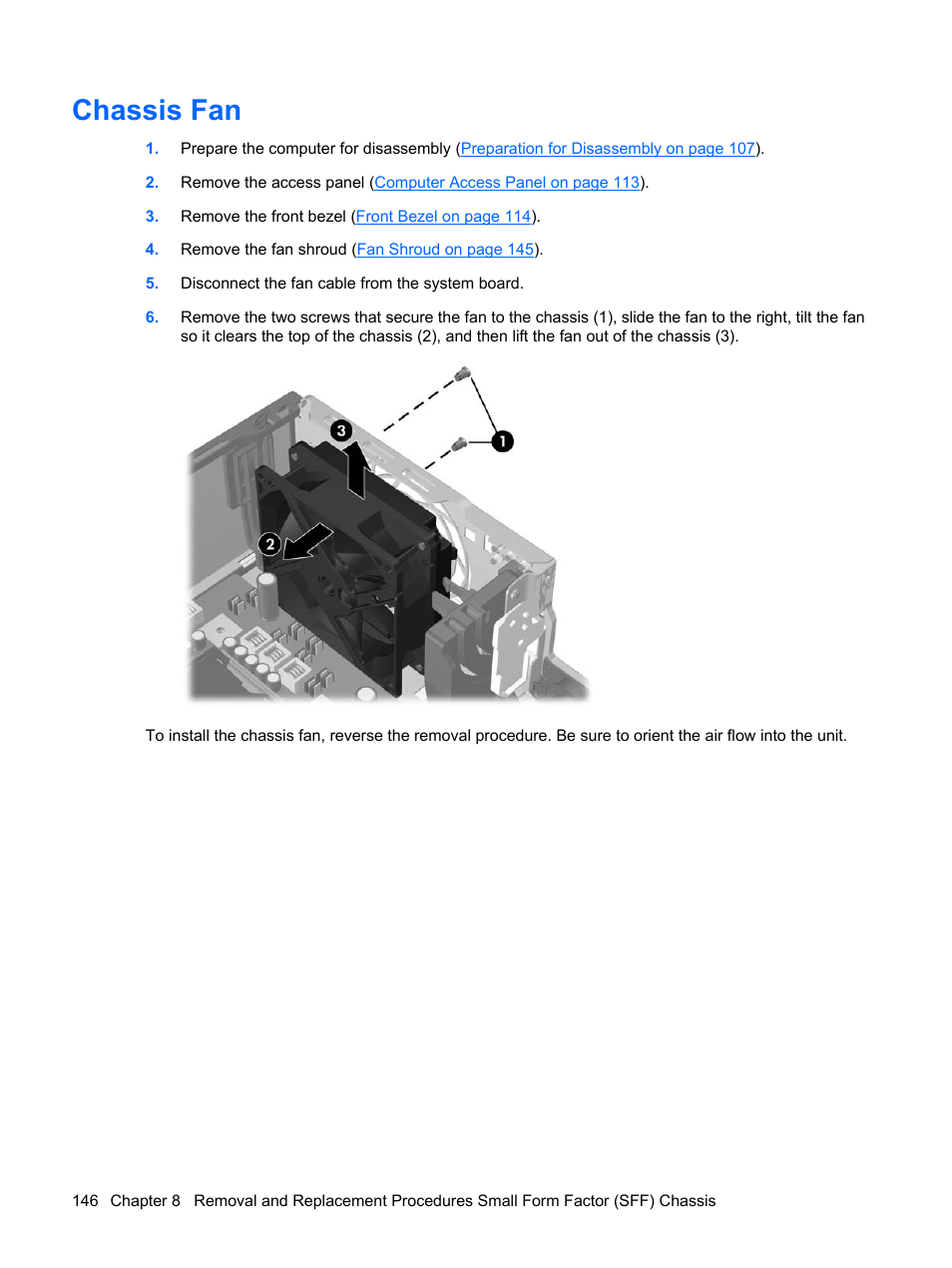 Chassis fan | HP DC7800 User Manual | Page 158 / 276