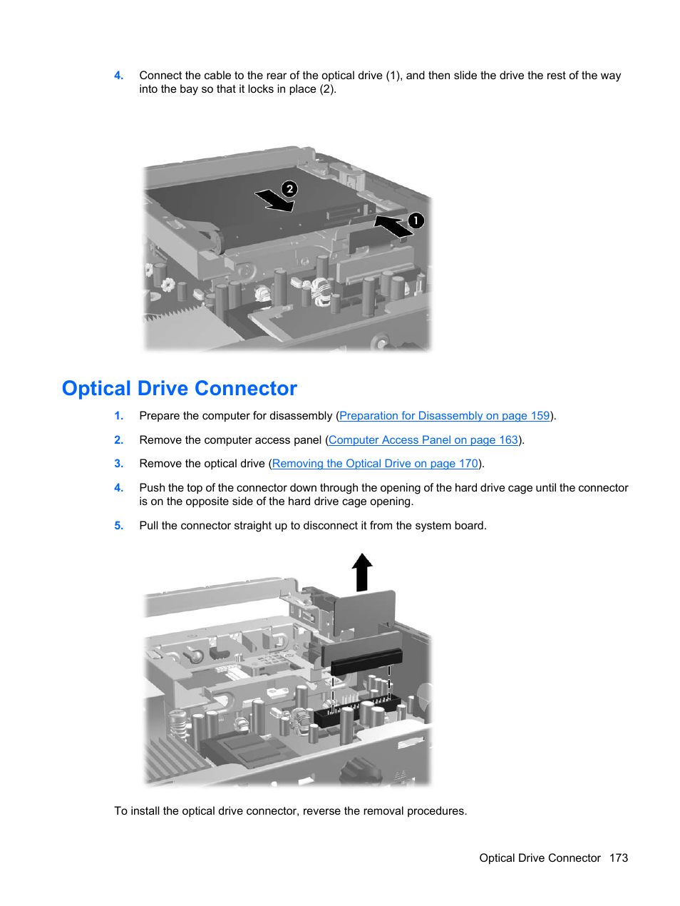 Optical drive connector | HP DC7800 User Manual | Page 185 / 276