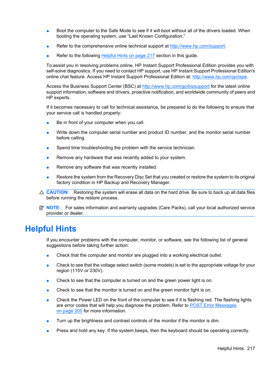 Helpful hints | HP DC7800 User Manual | Page 229 / 276