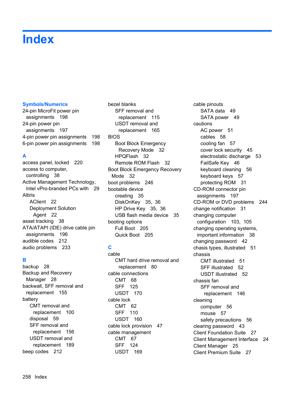 Index | HP DC7800 User Manual | Page 270 / 276