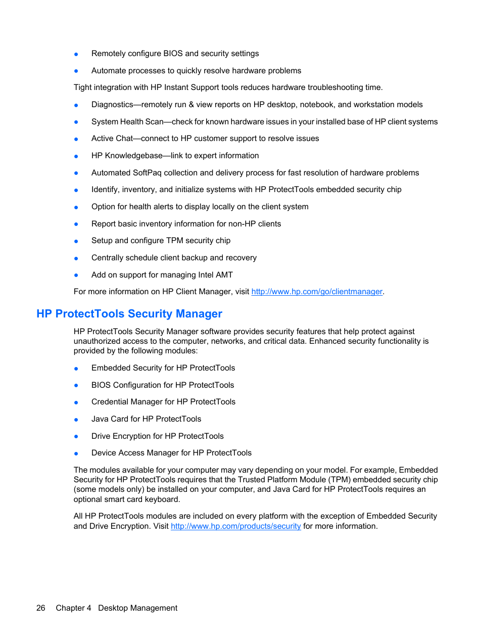Hp protecttools security manager | HP DC7800 User Manual | Page 38 / 276