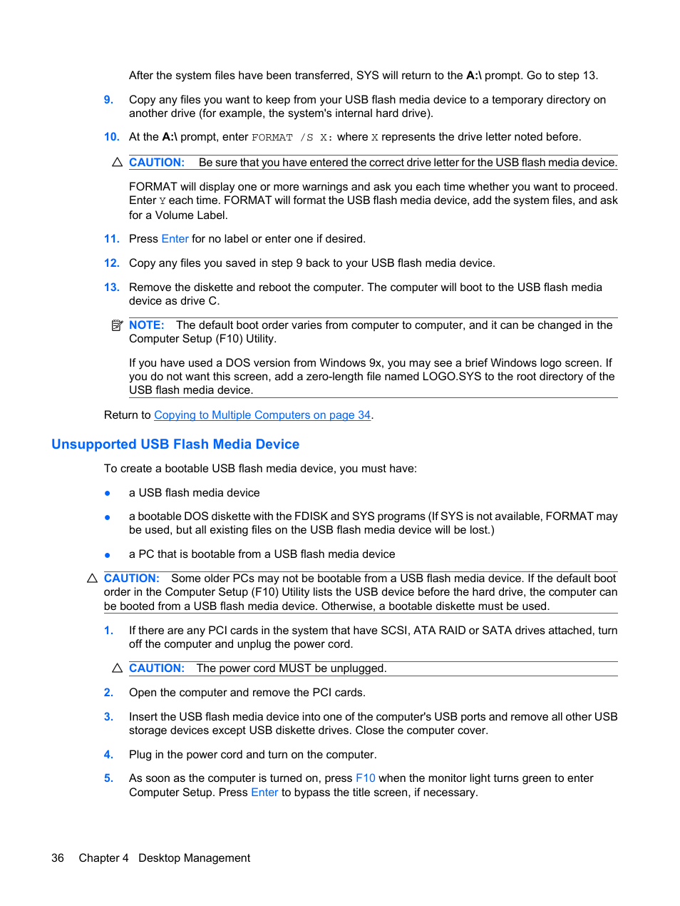 Unsupported usb flash media device | HP DC7800 User Manual | Page 48 / 276
