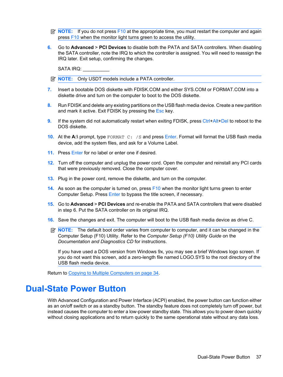 Dual-state power button | HP DC7800 User Manual | Page 49 / 276