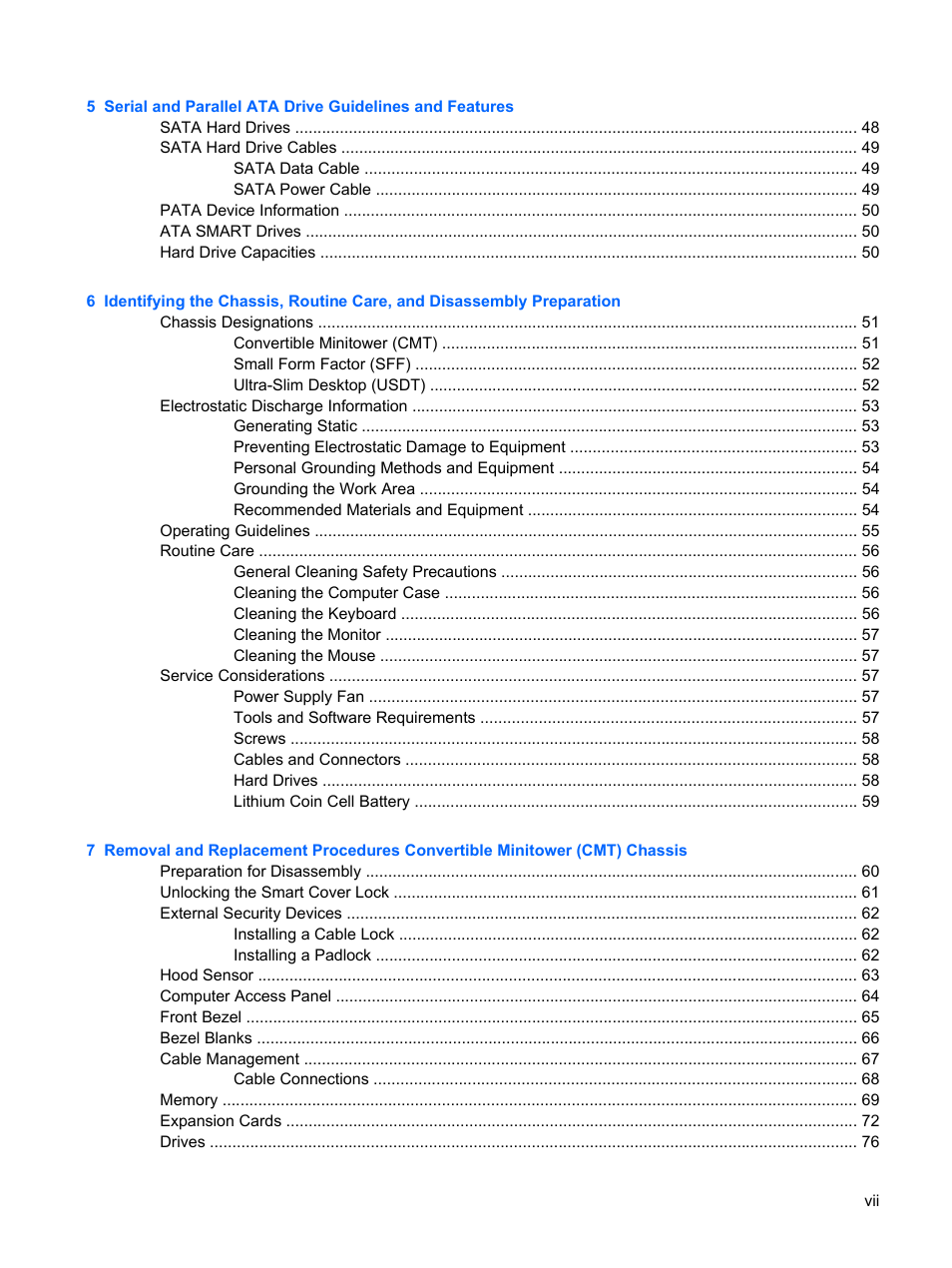 HP DC7800 User Manual | Page 7 / 276