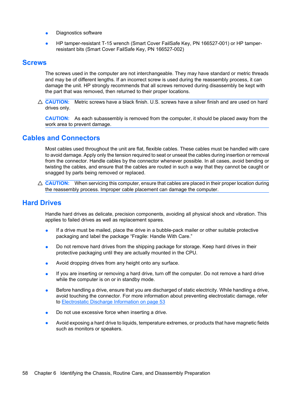 Screws, Cables and connectors, Hard drives | Screws cables and connectors hard drives | HP DC7800 User Manual | Page 70 / 276