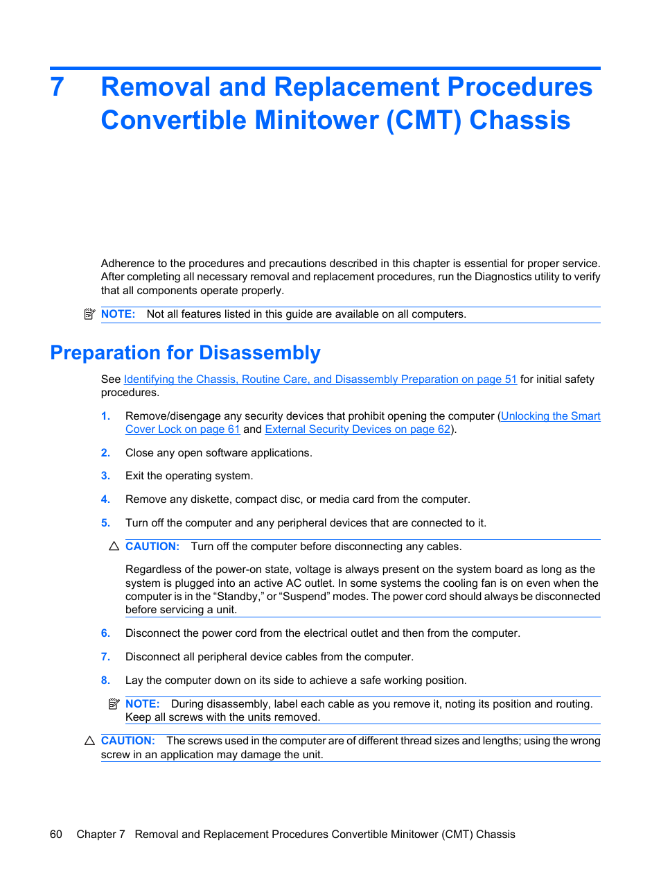 Preparation for disassembly | HP DC7800 User Manual | Page 72 / 276