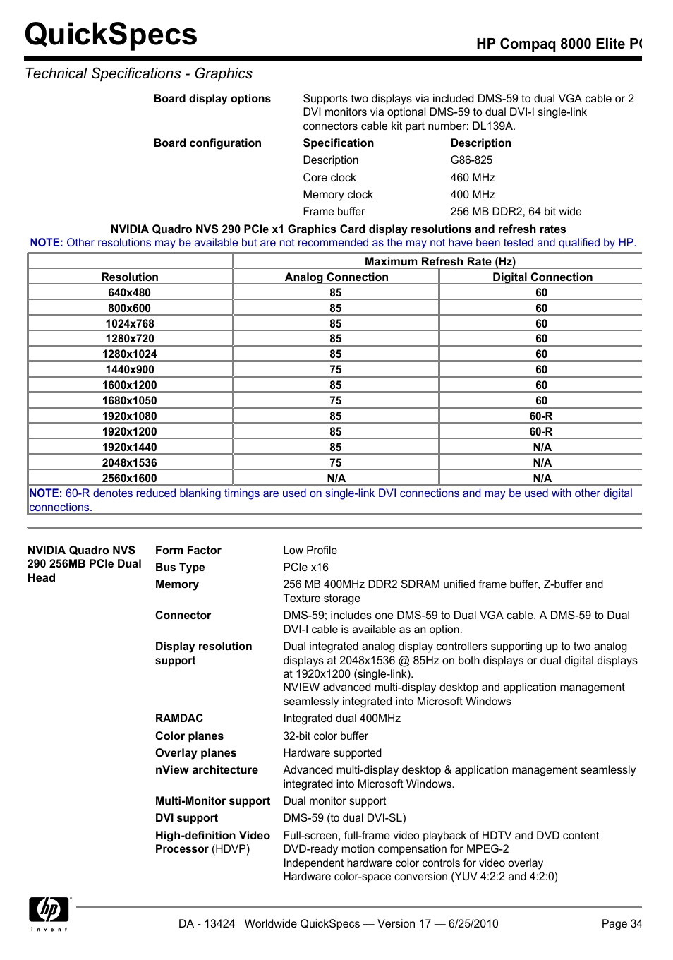 Quickspecs | HP ELITE 8000 User Manual | Page 34 / 62