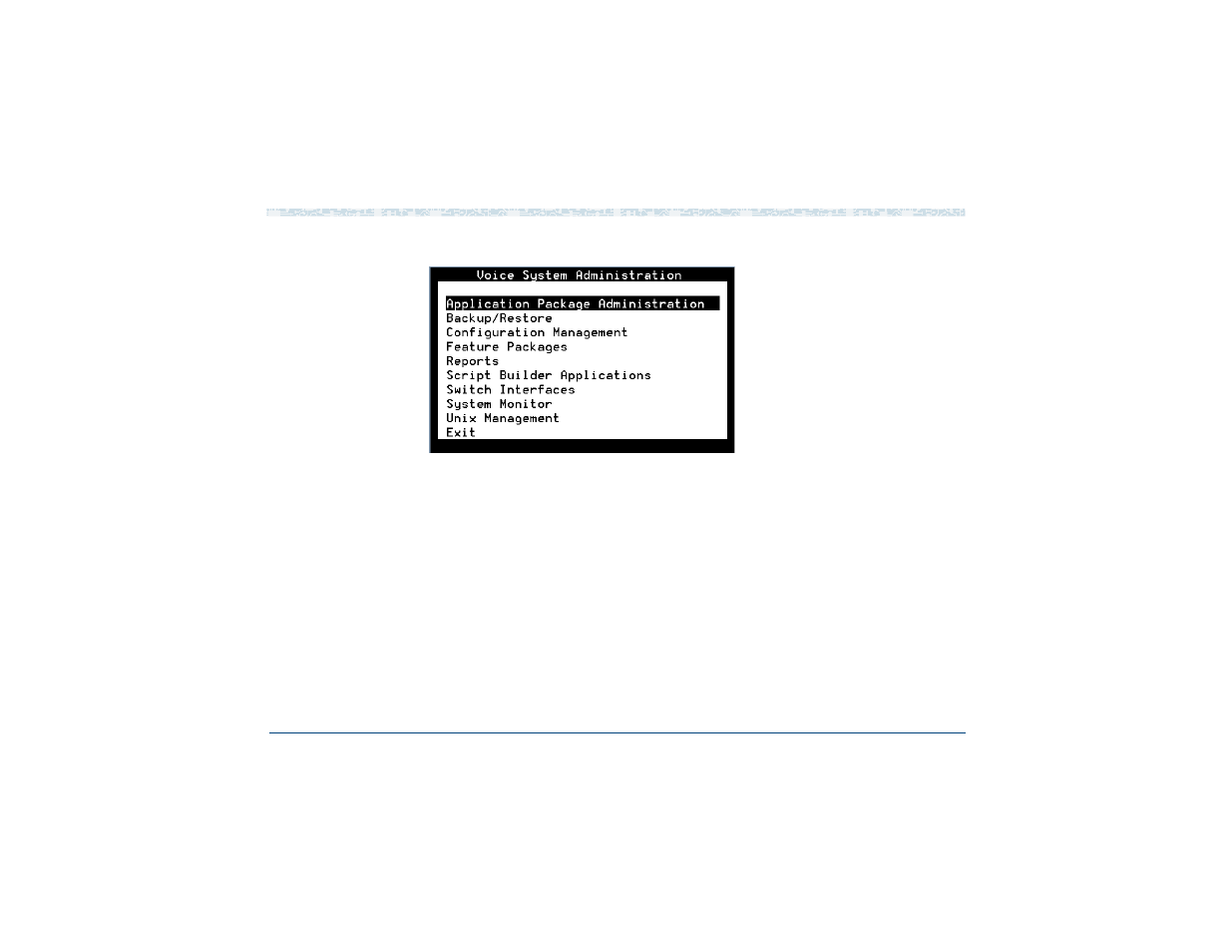 Voice system administration menu options, Application package administration | HP R4.2 User Manual | Page 98 / 745