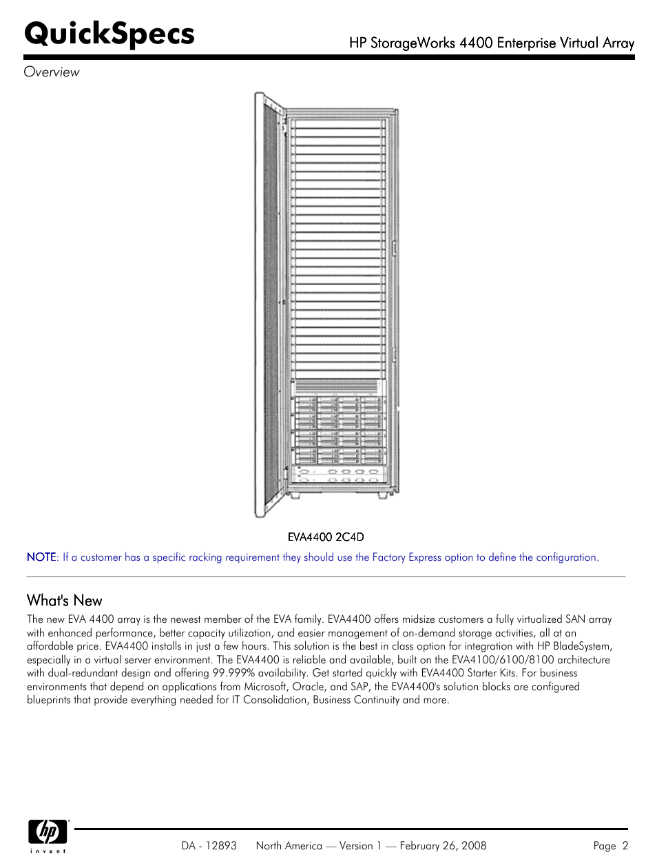 Quickspecs | HP 4400 User Manual | Page 2 / 31