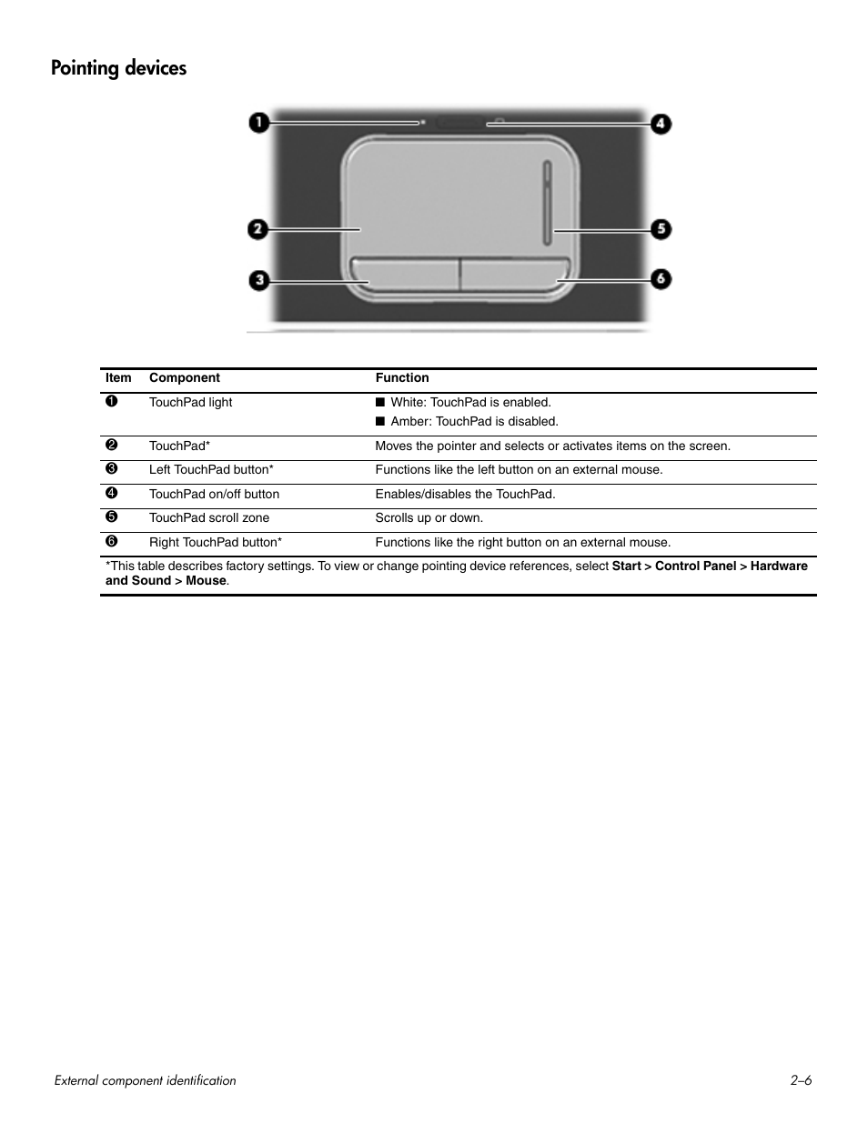 Pointing devices, Pointing devices –6 | HP HDX 16 User Manual | Page 16 / 146