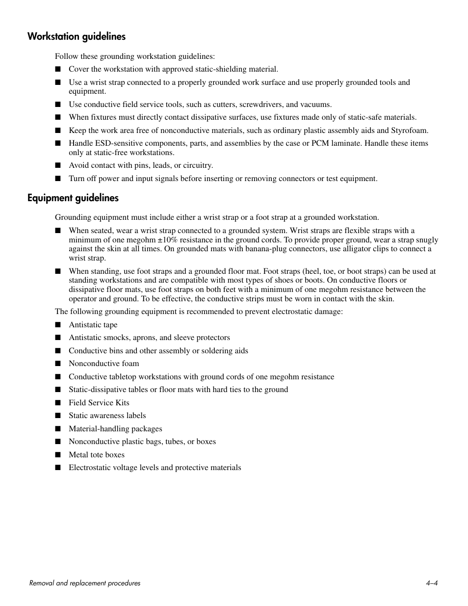 Workstation guidelines, Equipment guidelines | HP HDX 16 User Manual | Page 39 / 146